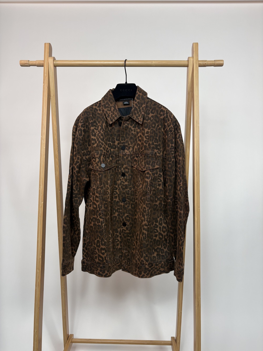 PF-1457 Alexander Wang Leopard Print Denim Trucker Jacket